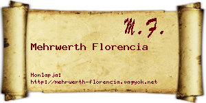 Mehrwerth Florencia névjegykártya